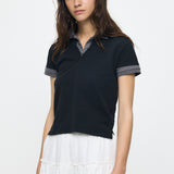 CONTRAST POLO TOP Black / Free