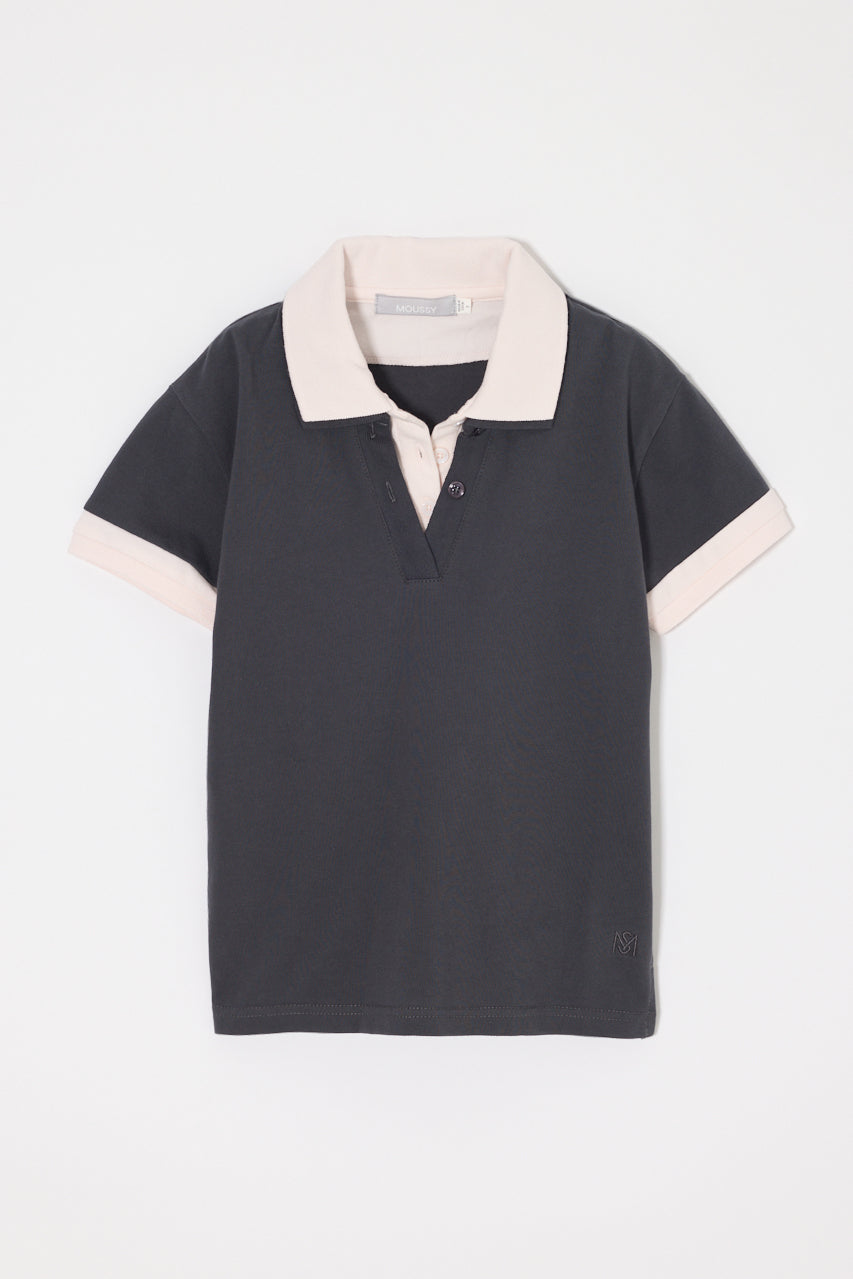 CONTRAST POLO TOP Gray / Free
