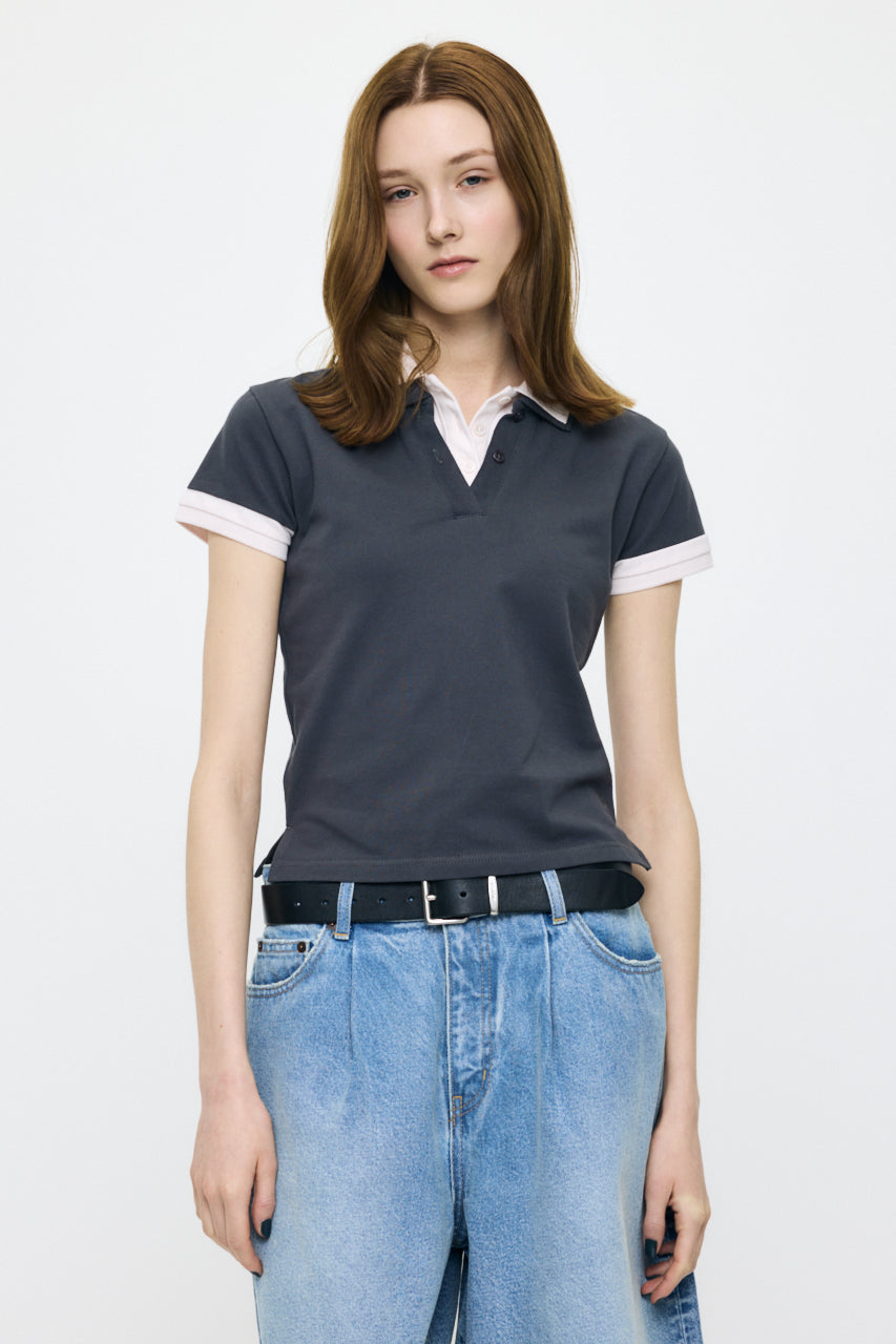 CONTRAST POLO TOP Gray / Free