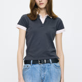 CONTRAST POLO TOP Gray / Free