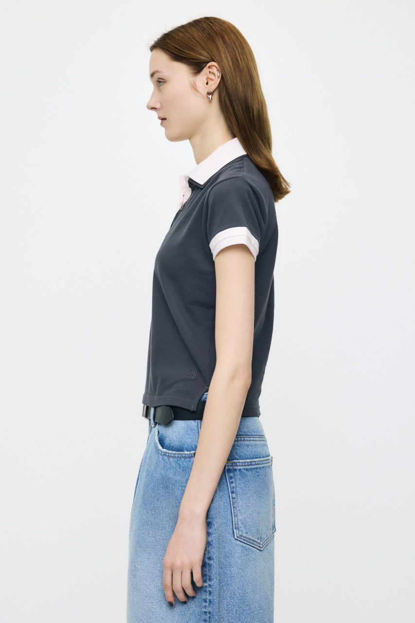 CONTRAST POLO TOP Gray / Free