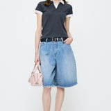CONTRAST POLO TOP Gray / Free