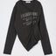 FRONT GATHER DOCKING LONG SLEEVE TOP Light Black / Free