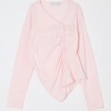 FRONT GATHER DOCKING LONG SLEEVE TOP Light Pink / Free