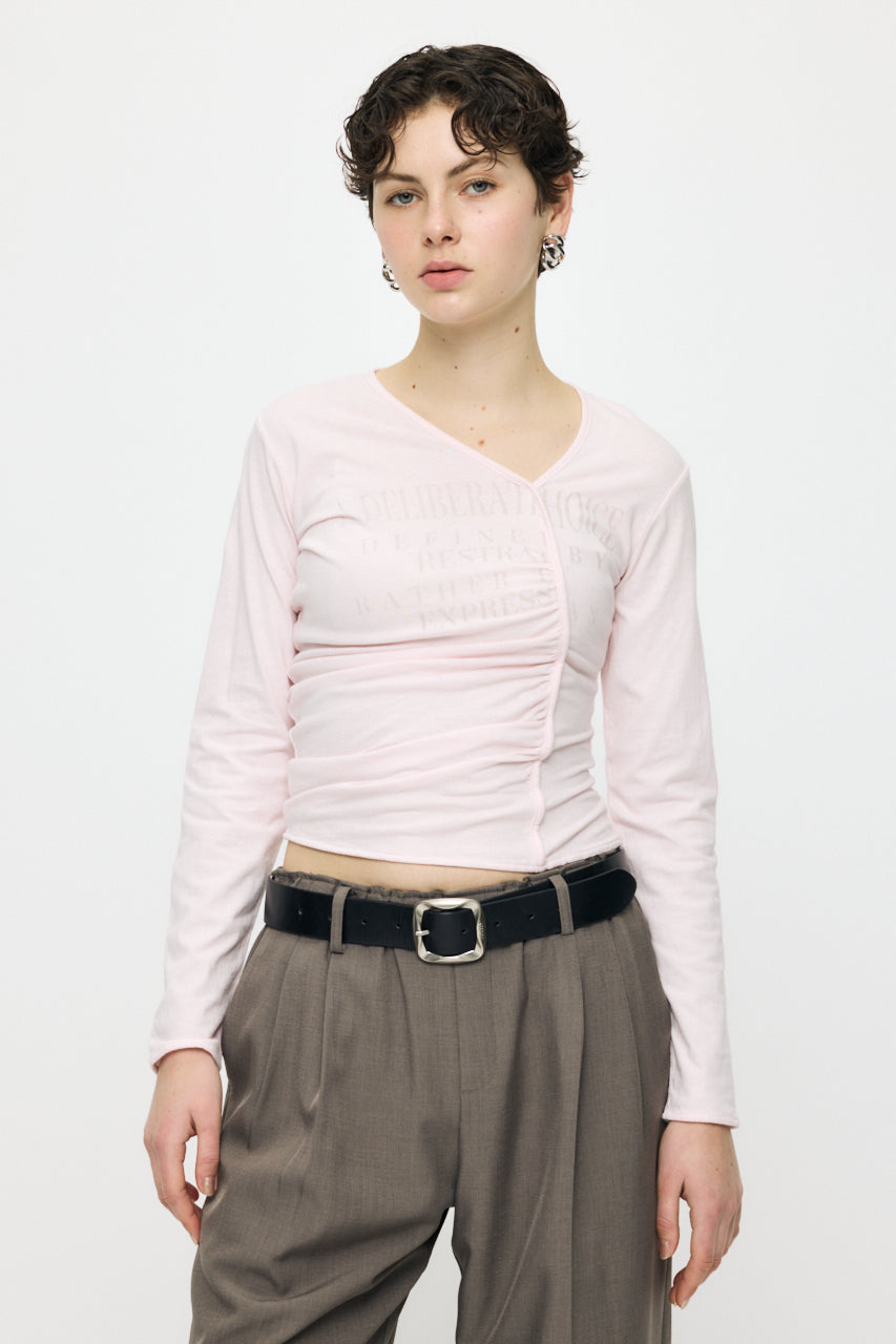 FRONT GATHER DOCKING LONG SLEEVE TOP Light Pink / Free