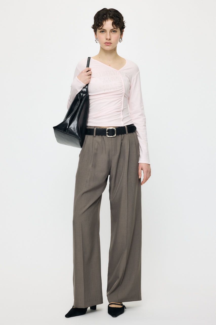 FRONT GATHER DOCKING LONG SLEEVE TOP Light Pink / Free