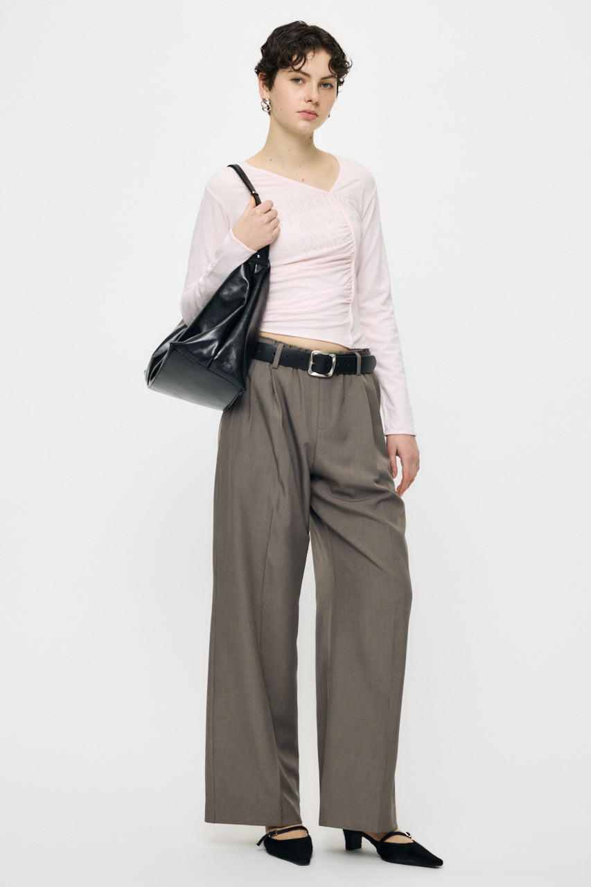 FRONT GATHER DOCKING LONG SLEEVE TOP Light Pink / Free