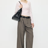 FRONT GATHER DOCKING LONG SLEEVE TOP Light Pink / Free