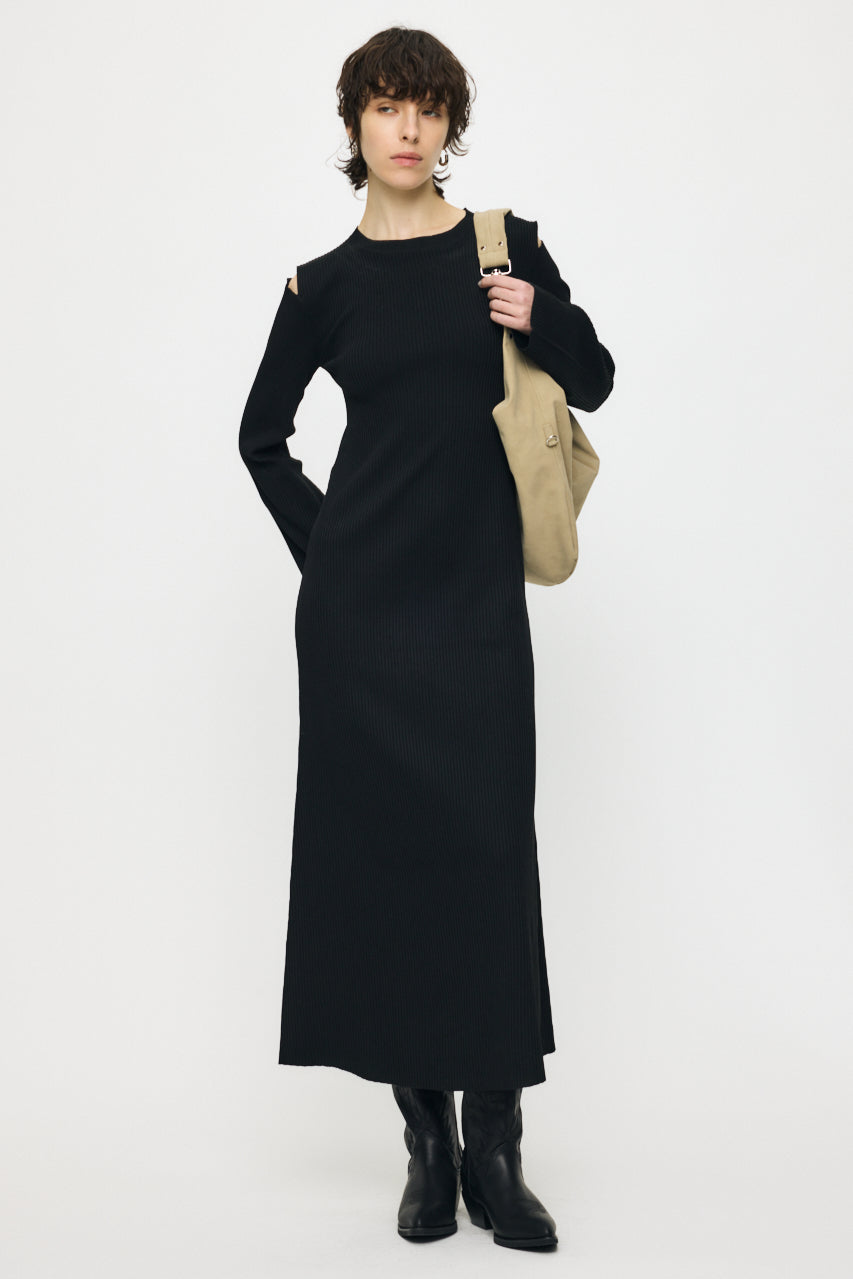 OPEN SHOULDER KNIT DRESS Black / 1 (S)