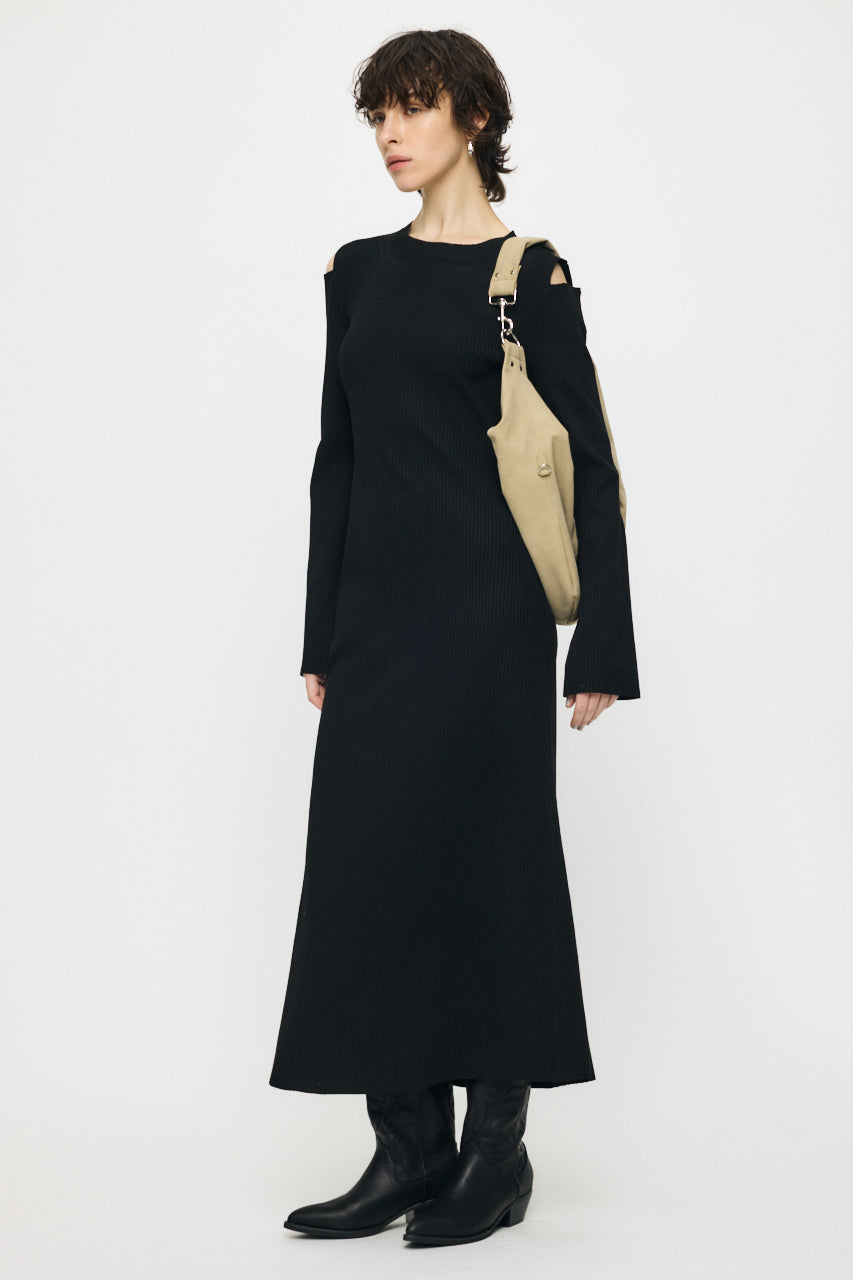 OPEN SHOULDER KNIT DRESS Black / 1 (S)