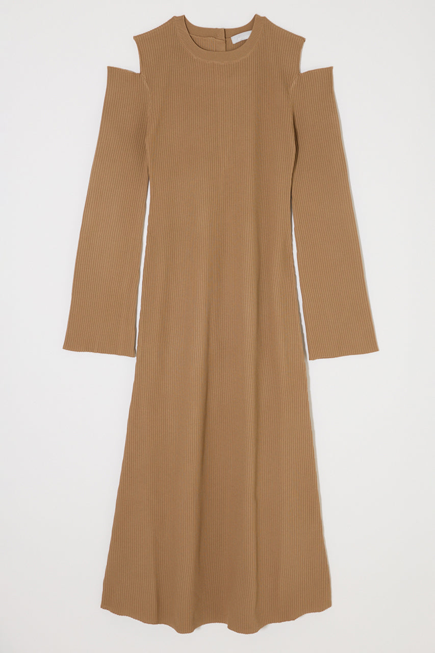 OPEN SHOULDER KNIT DRESS Light Beige / 1 (S)