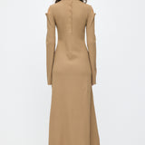 OPEN SHOULDER KNIT DRESS Light Beige / 1 (S)