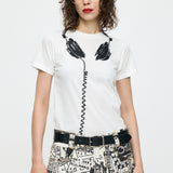 VQ TROMPE L'OEIL BABY TEE White / S