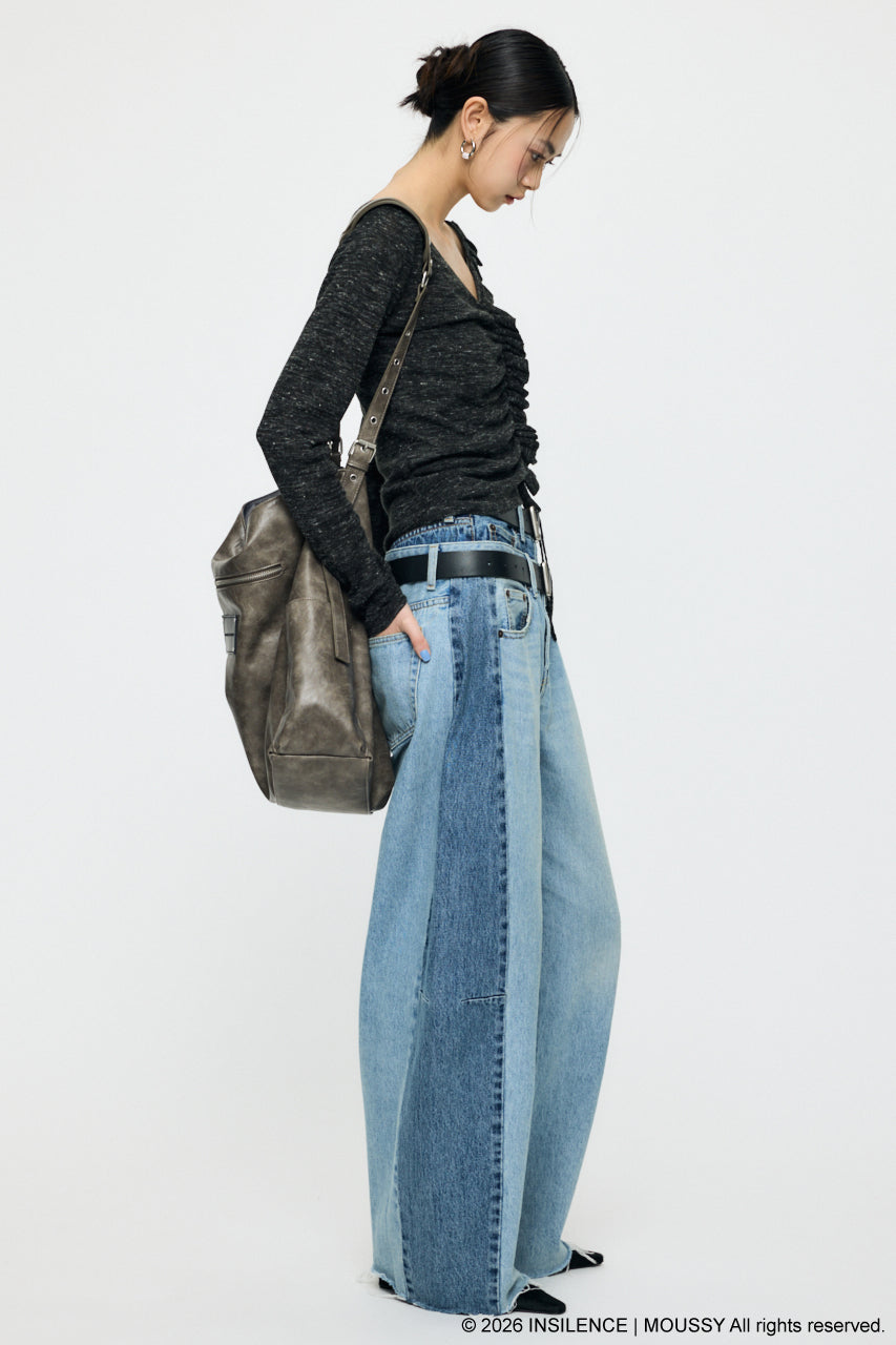 INSILENCE DOUBLE WAIST BAGGY Light Blue / 0 (XS)