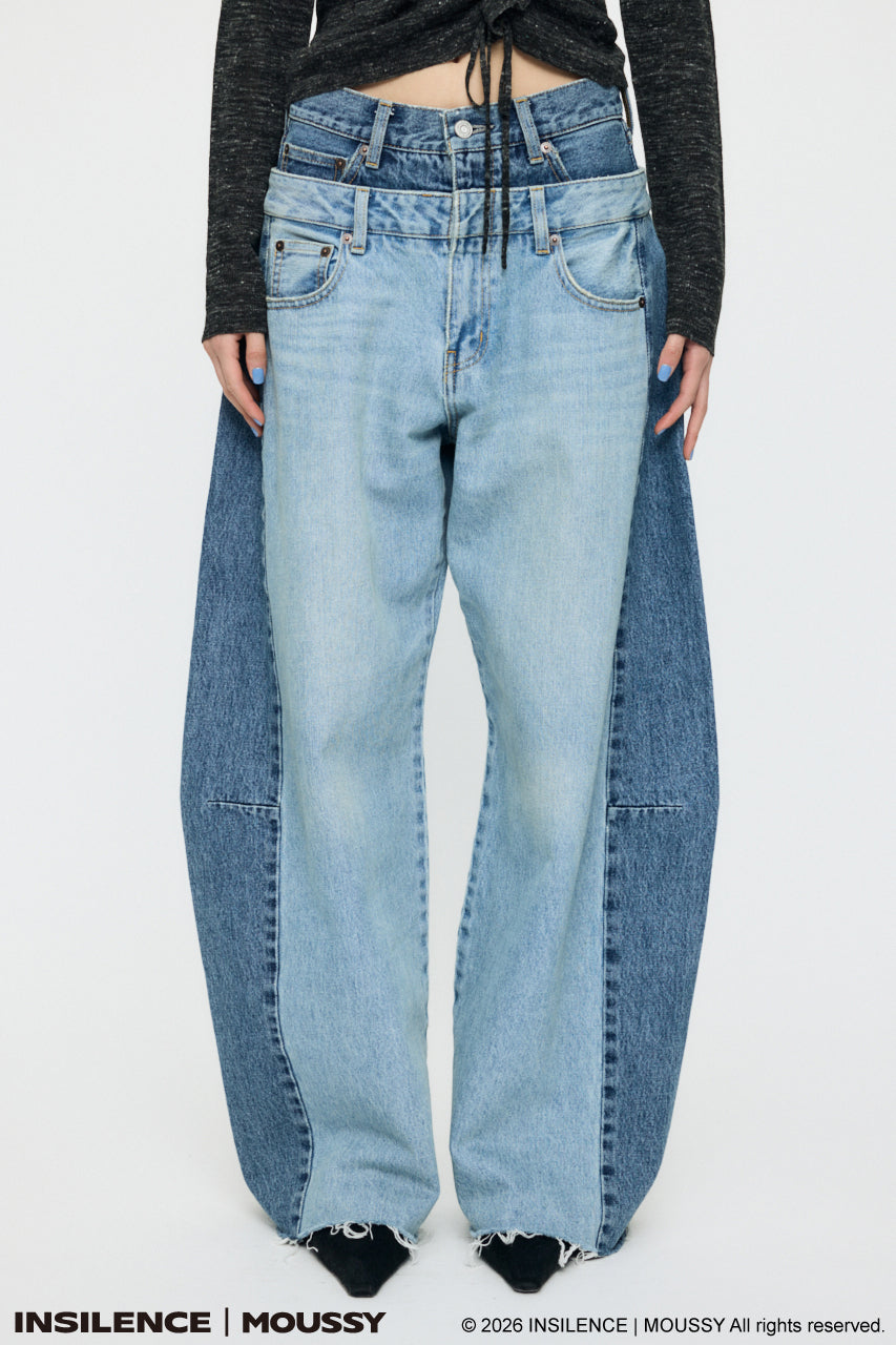 INSILENCE DOUBLE WAIST BAGGY Light Blue / 0 (XS)