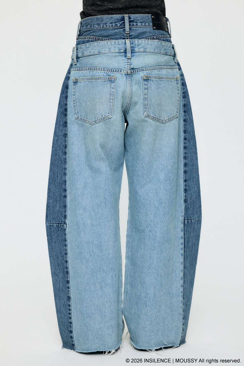 INSILENCE DOUBLE WAIST BAGGY Light Blue / 0 (XS)