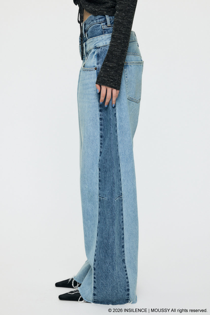INSILENCE DOUBLE WAIST BAGGY Light Blue / 0 (XS)