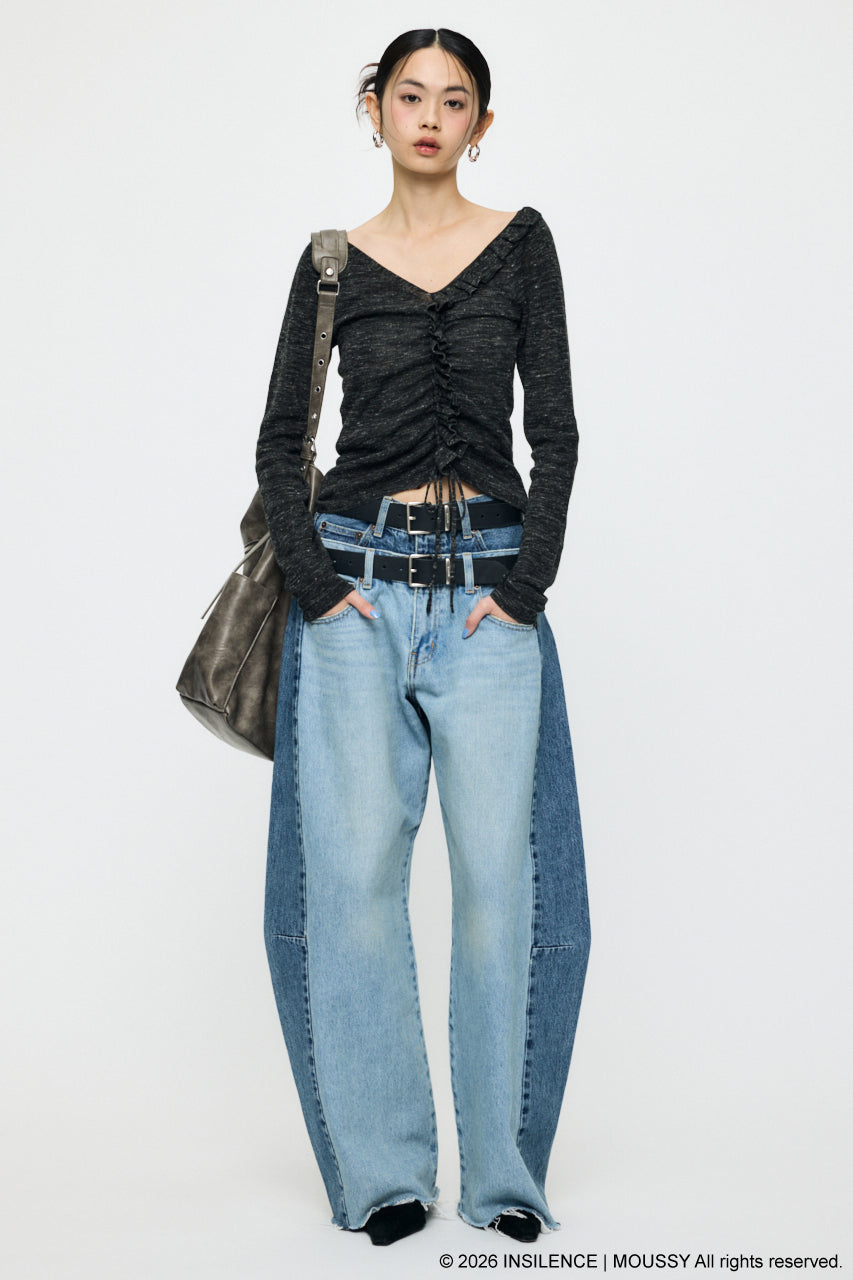 INSILENCE DOUBLE WAIST BAGGY Light Blue / 0 (XS)