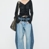INSILENCE DOUBLE WAIST BAGGY Light Blue / 0 (XS)