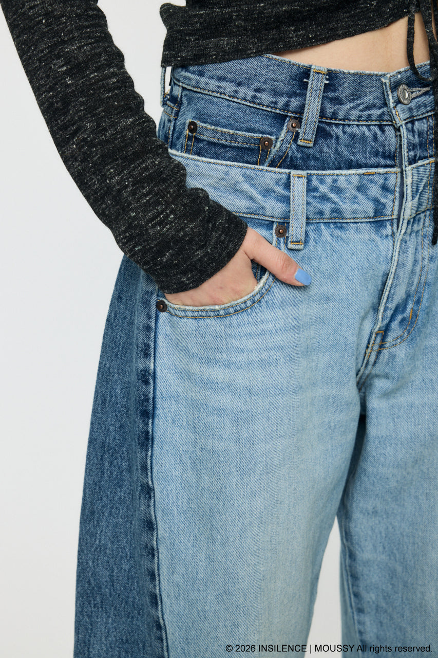 INSILENCE DOUBLE WAIST BAGGY Light Blue / 0 (XS)