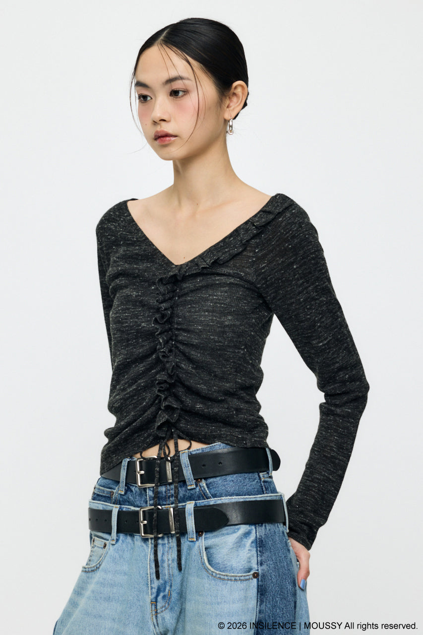 INSILENCE GATHER KNIT TOP Black / 1 (S)
