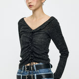 INSILENCE GATHER KNIT TOP Black / 1 (S)
