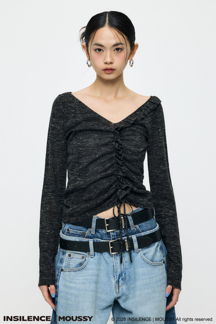 INSILENCE GATHER KNIT TOP Black / 1 (S)