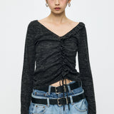 INSILENCE GATHER KNIT TOP Black / 1 (S)