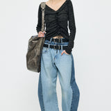 INSILENCE GATHER KNIT TOP Black / 1 (S)