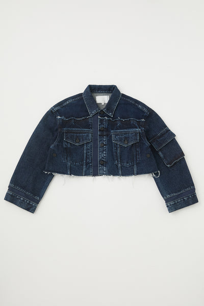maison de Dolce オーガンジーブルゾン ネイビー DENIM CROPPED JACKET | Maison Kitsuné