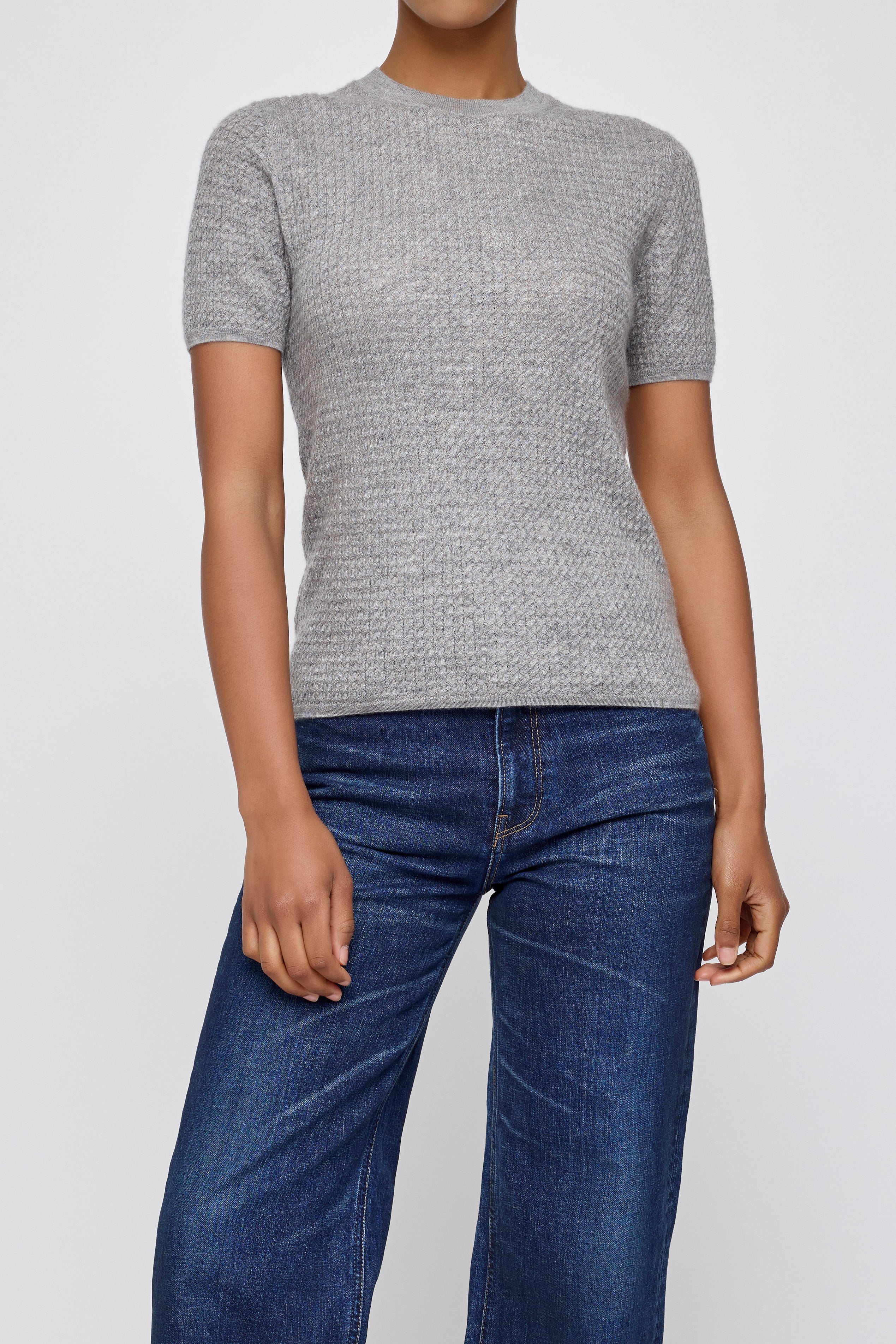 MV CASHMERE CABLE TOP Gray / XS