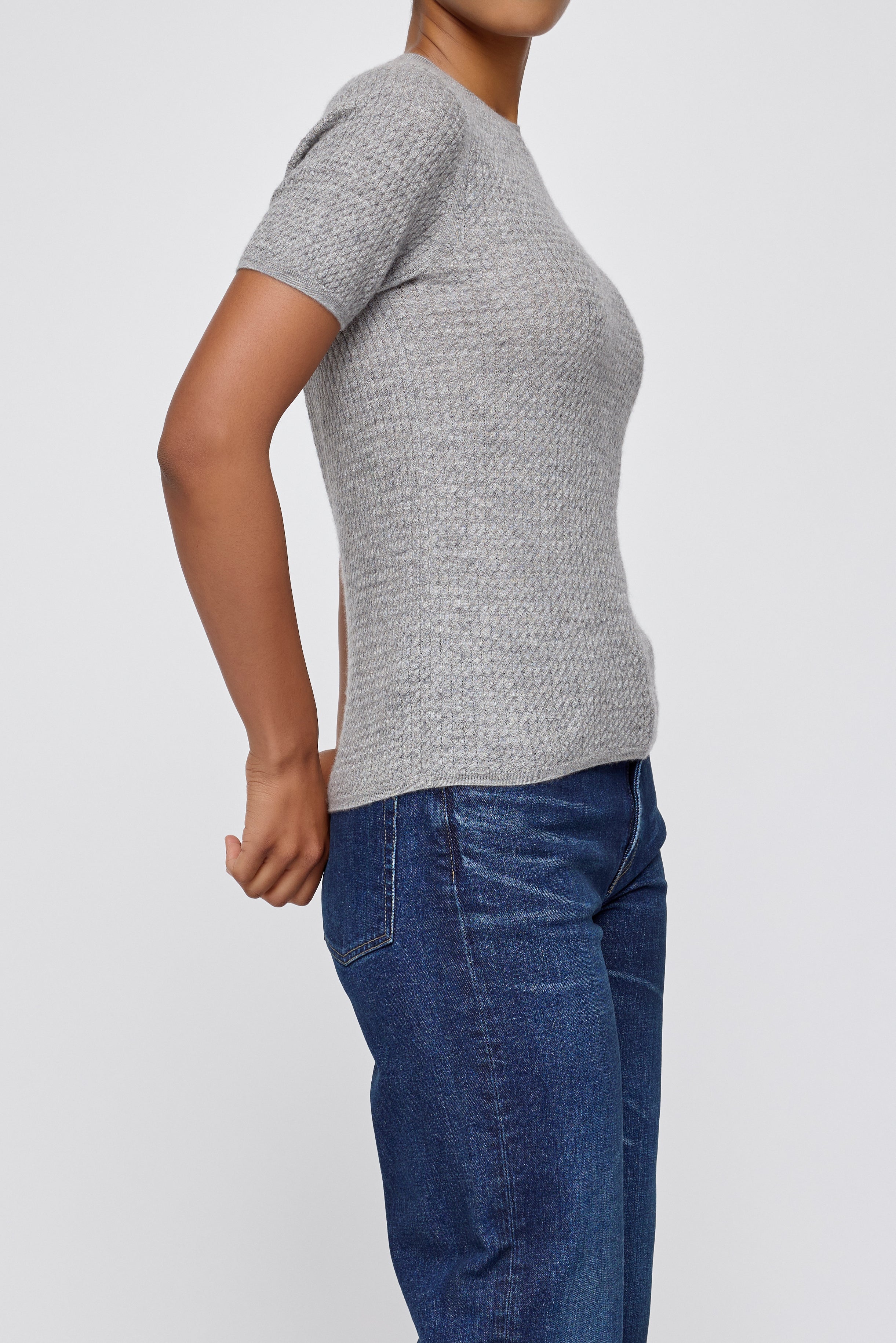 MV CASHMERE CABLE TOP Gray / XS