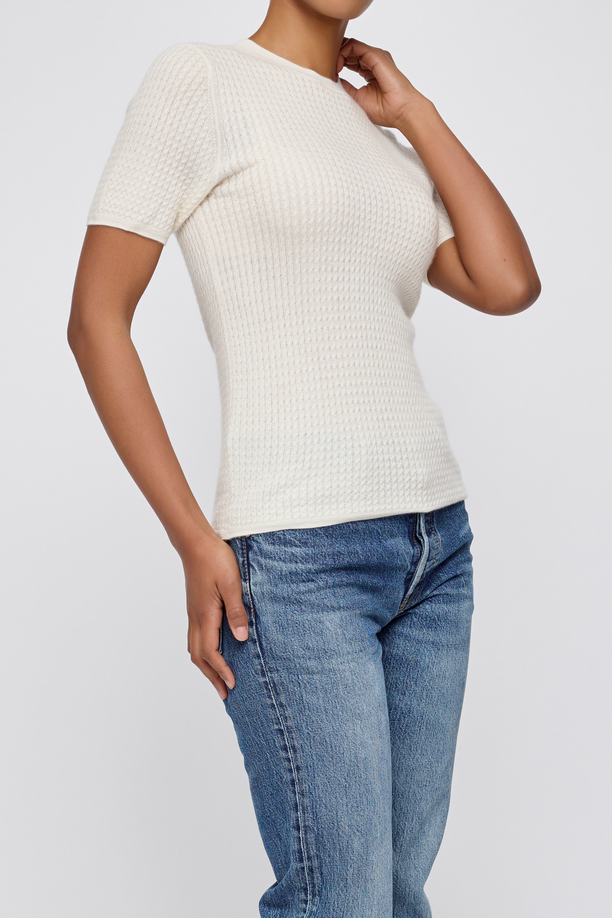 MV CASHMERE CABLE TOP Ivory / XS
