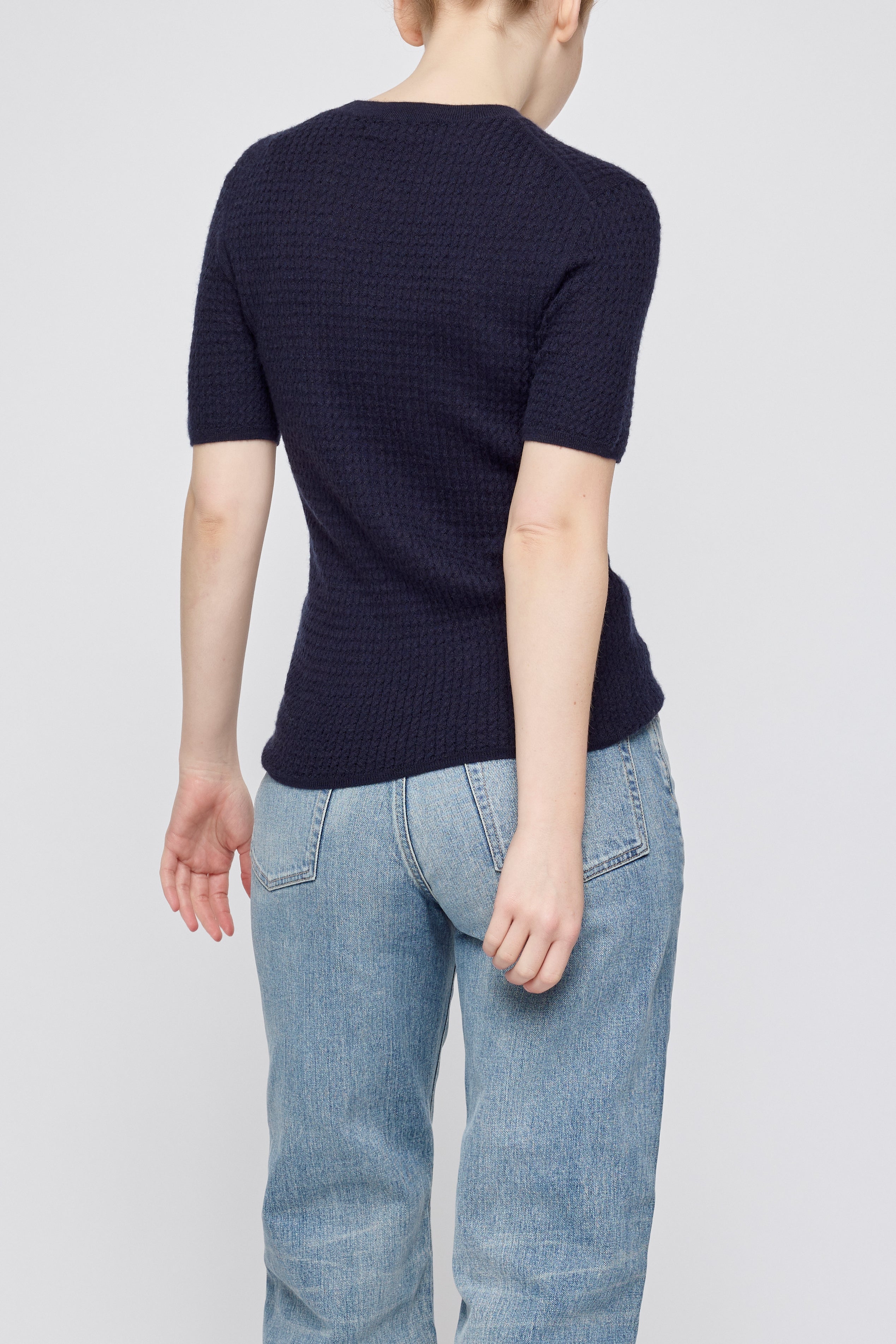 MV CASHMERE CABLE TOP Navy / XS