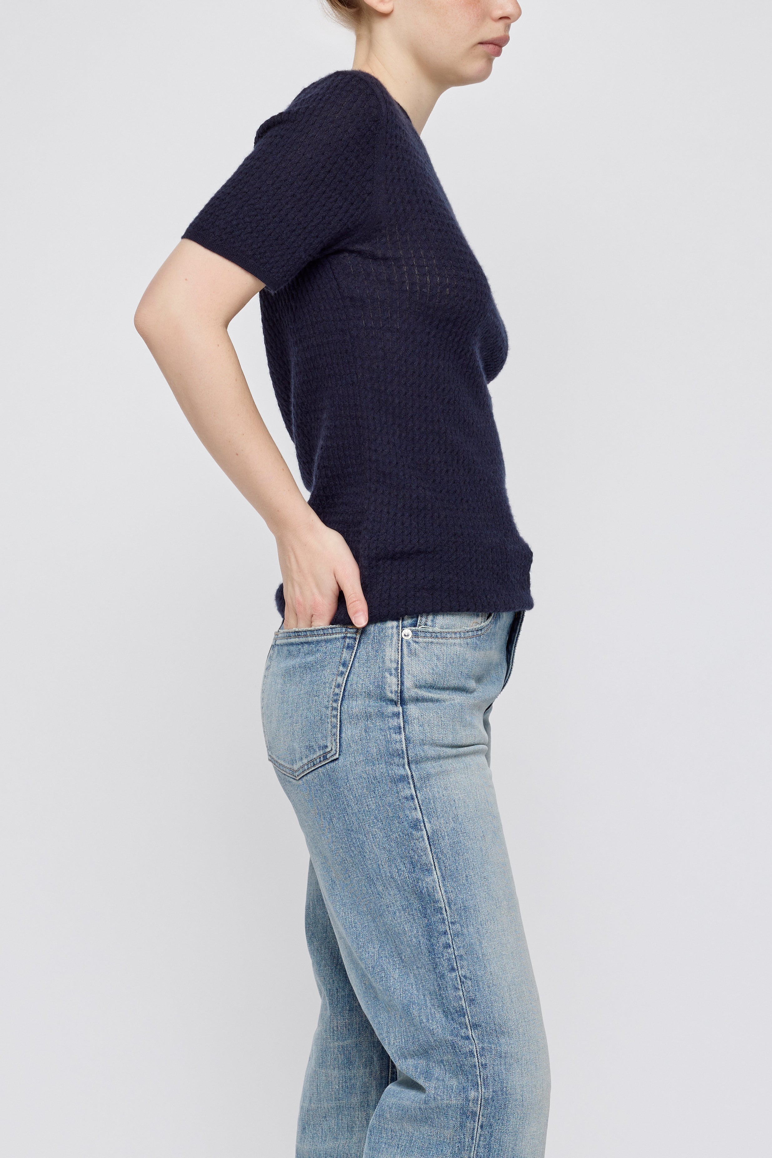 MV CASHMERE CABLE TOP Navy / XS