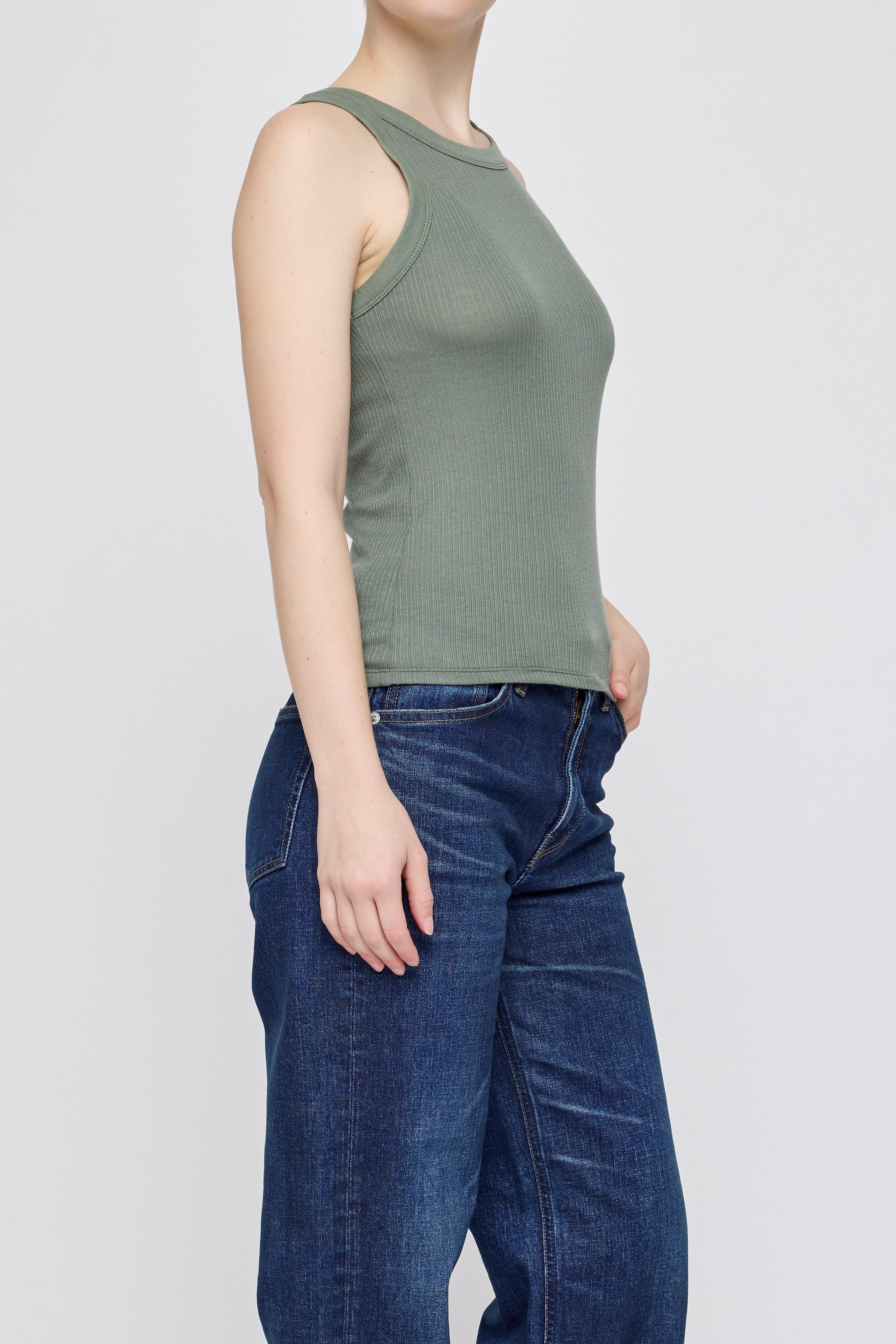 MV SLEEK RIB TANK Khaki / XS