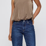 MV SCULPTED SATIN TOP Brown / XS