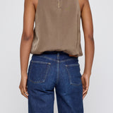 MV SCULPTED SATIN TOP Brown / XS