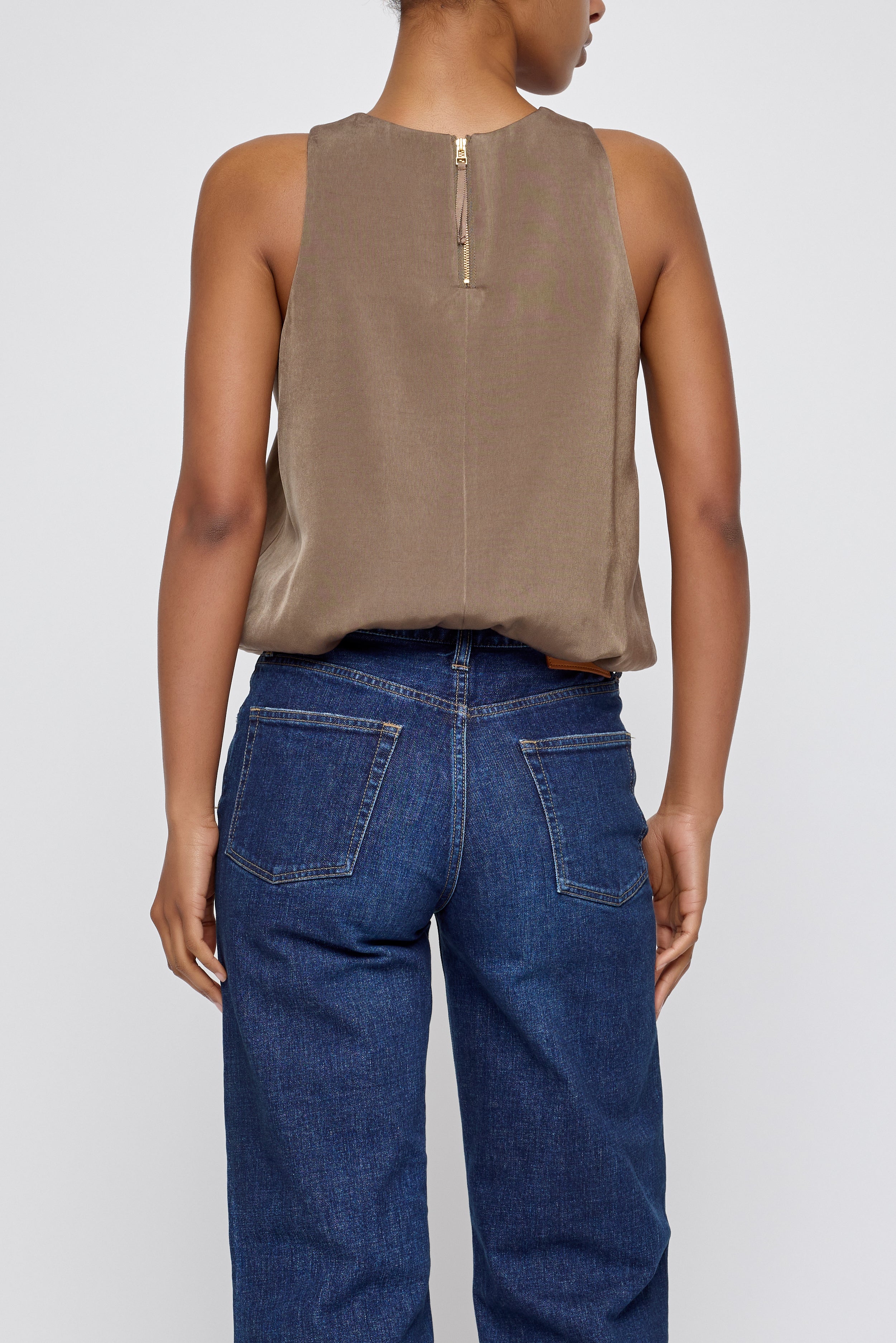 MV SCULPTED SATIN TOP Brown / XS