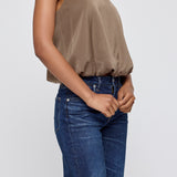 MV SCULPTED SATIN TOP Brown / XS