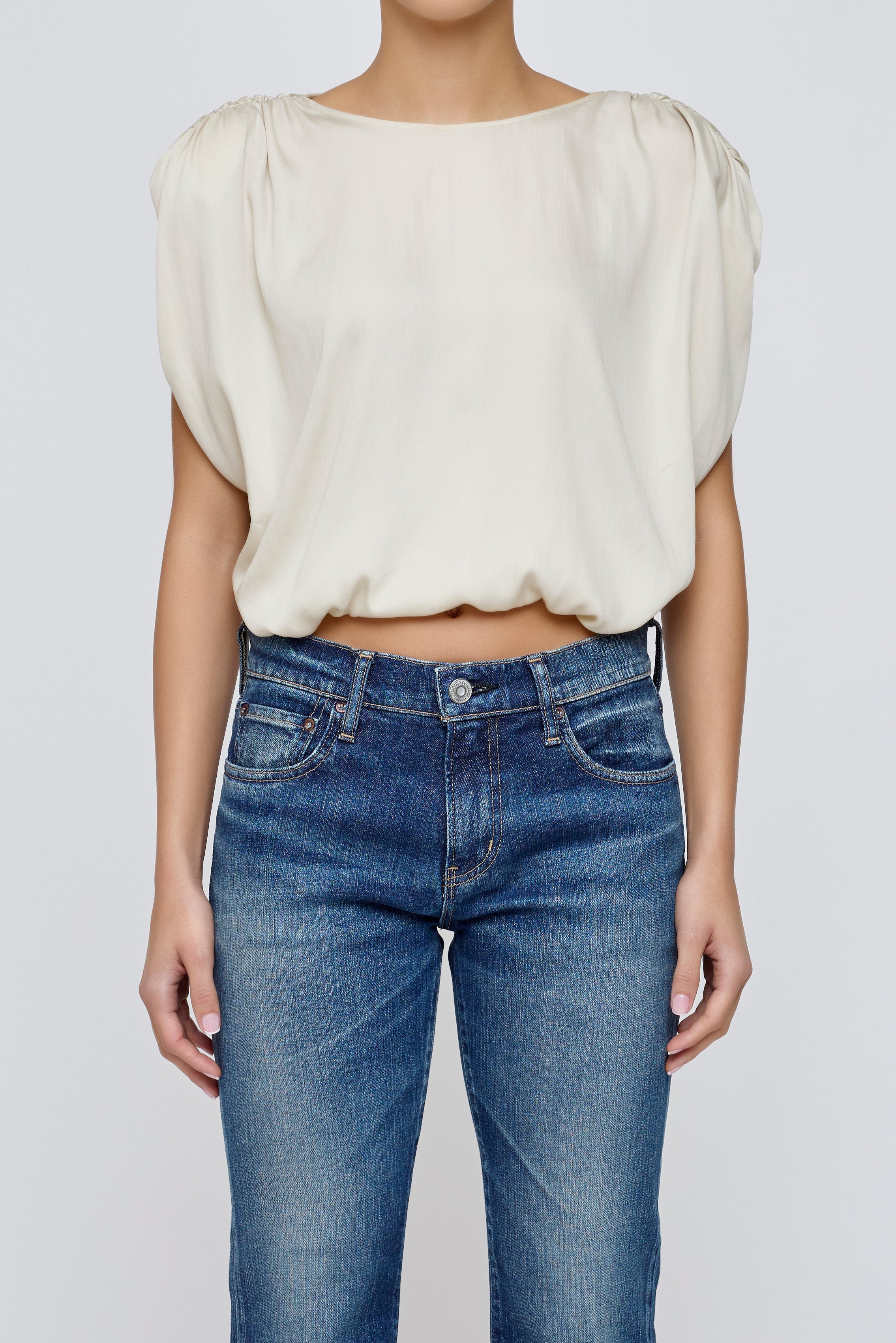 MV SATIN SHELL CAP TOP Beige / XS