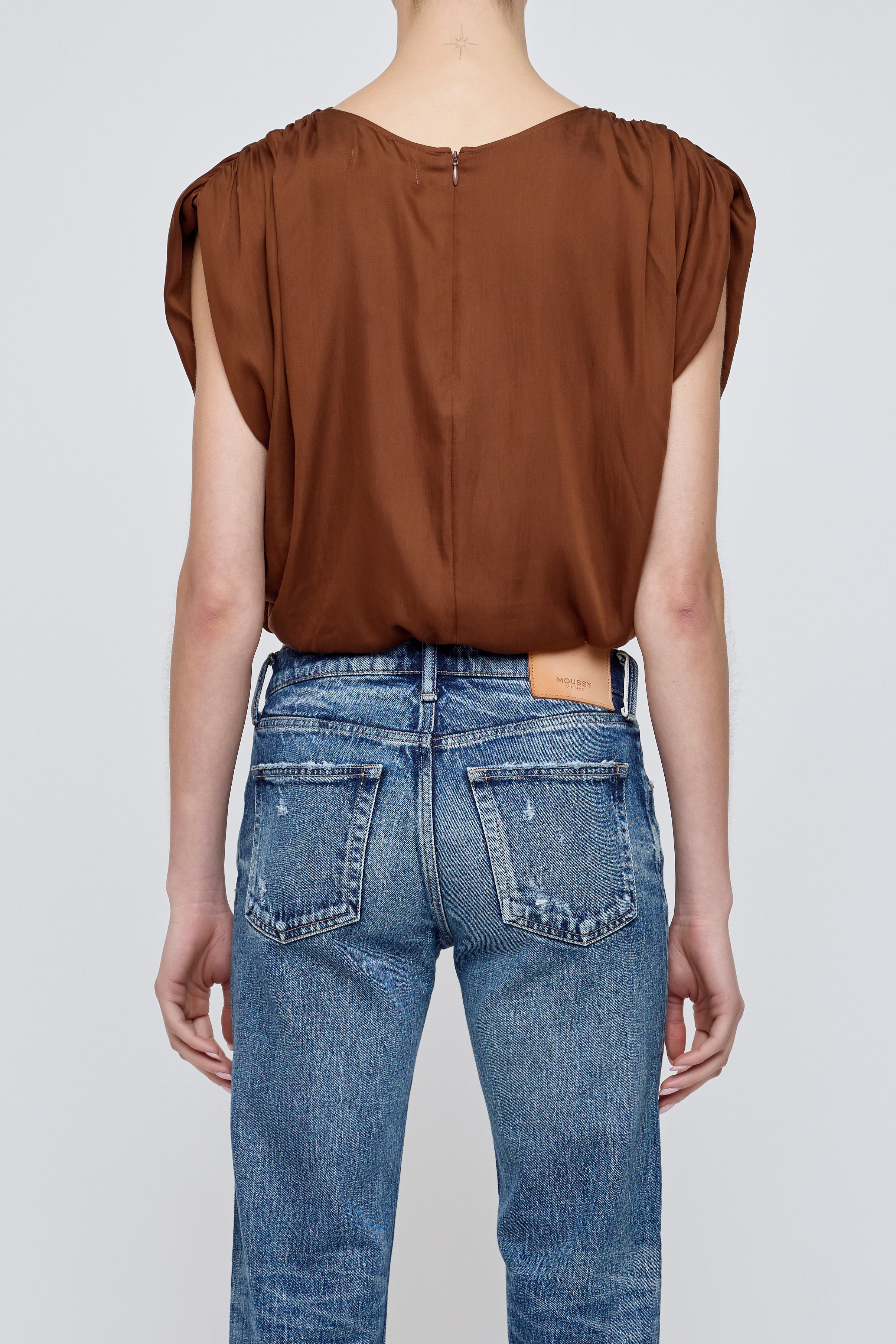 MV SATIN SHELL CAP TOP Brown / XS