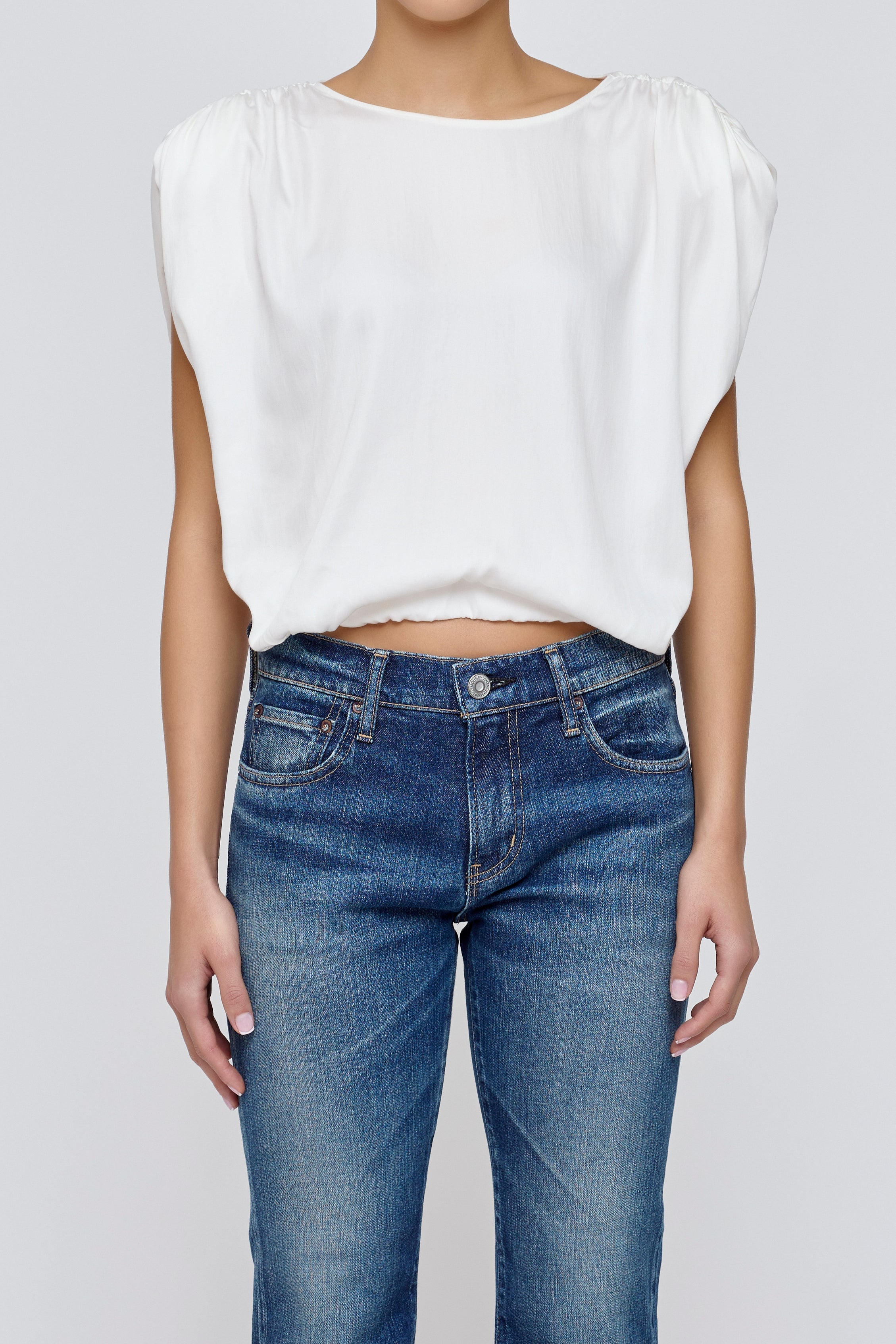 MV SATIN SHELL CAP TOP White / XS