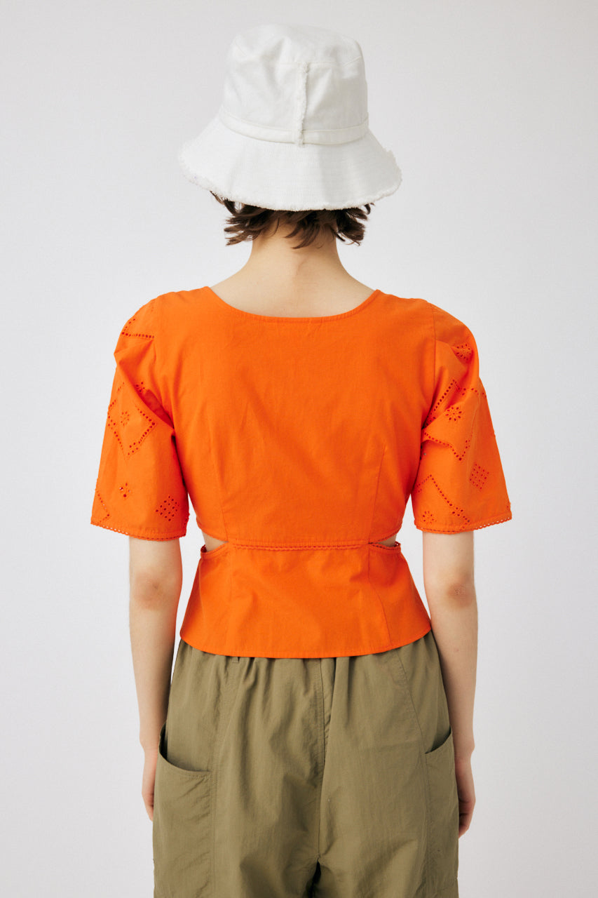 SIDE SLIT EYELET BLOUSE side-slit-eyelet-blouse