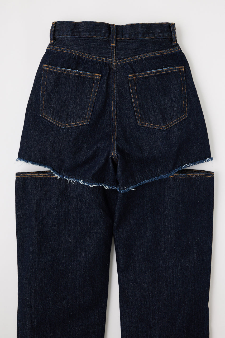 パンツ MOUSSY CUT OUTLOOSE DENIM CUT OUT LOOSE STRAIGHT（デニムパンツ）｜MOUSSY（マウジー）の
